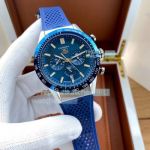 Copy Tag Heuer Carrera Heuer 02 Blue Chronograph Dial Blue Rubber Watch